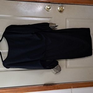 Miss Avenue Black Dress gold sleeves